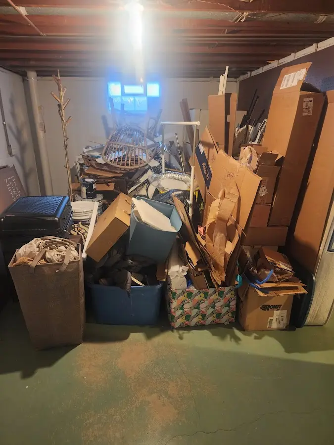 Roll-off dumpster container at job site for 6 Yard Dumpster Rental in Brownville